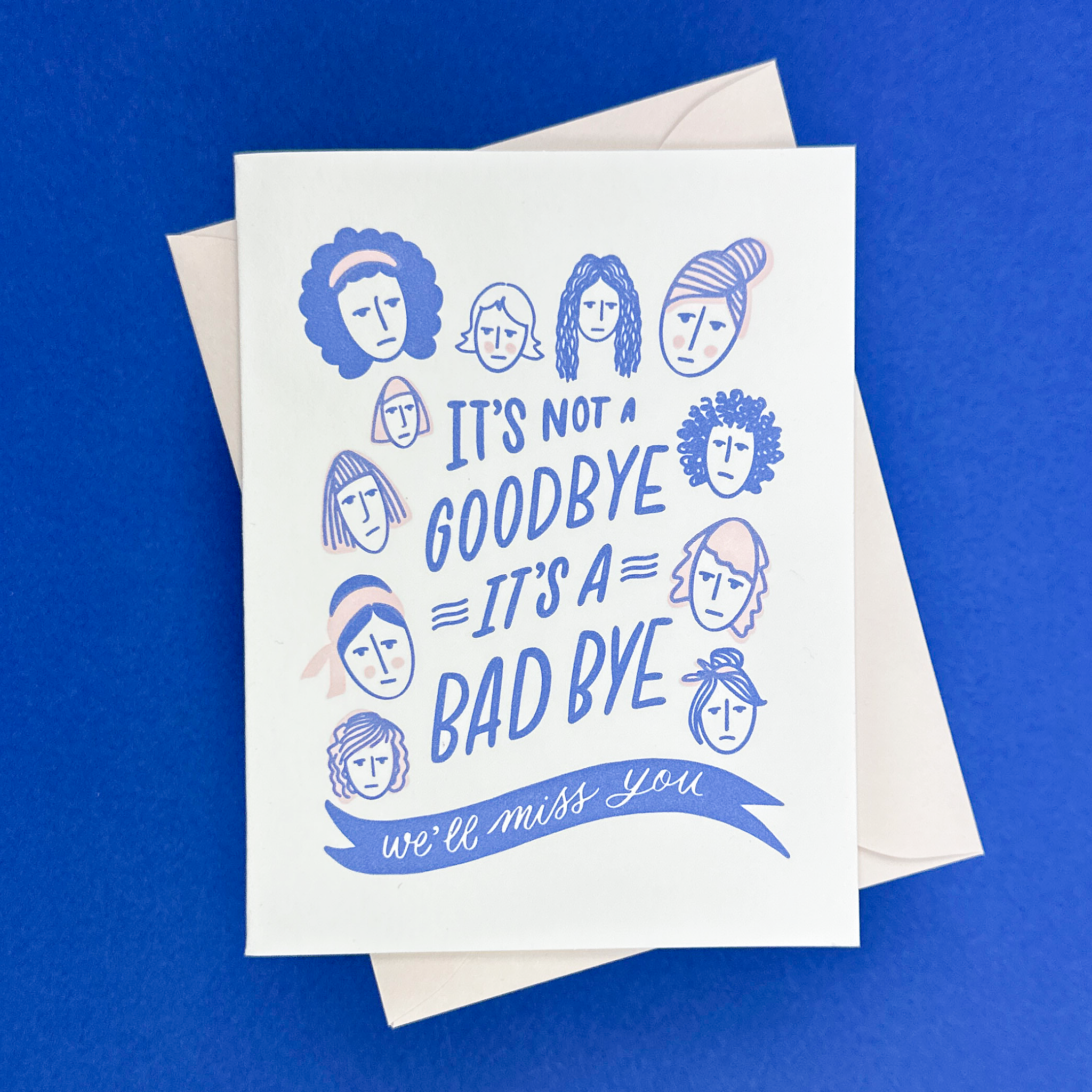 Friendly Fire Paper - Bad Bye | Funny Farewell Letterpress Card | Cerulean