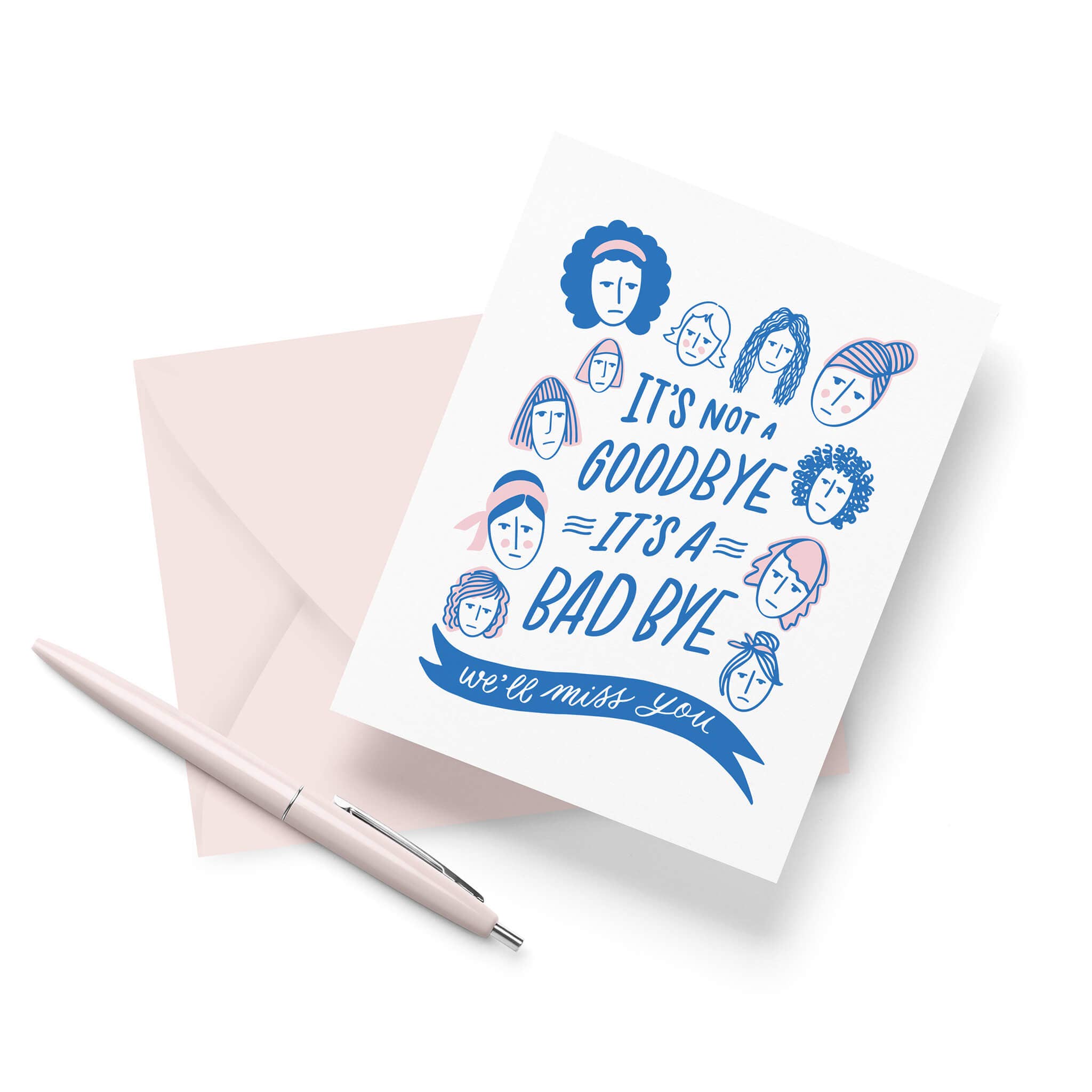 Friendly Fire Paper - Bad Bye | Funny Farewell Letterpress Card | Cerulean